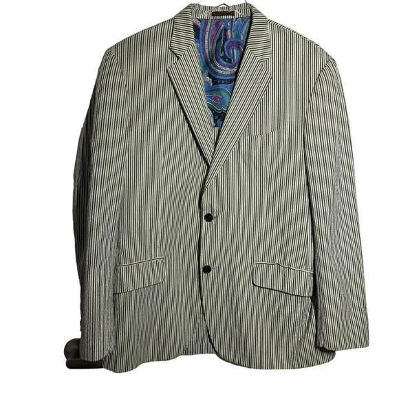 ETRO Mens striped Blazer Jacket size 52 R 42R Gray stripes sport coat - Picture 2 of 9